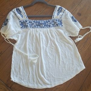 Lucky Brand Embroidery Peasant Top